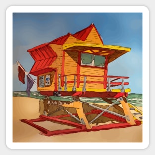 Cute Lifeguard tower in South Beach Miami Florida Sticker